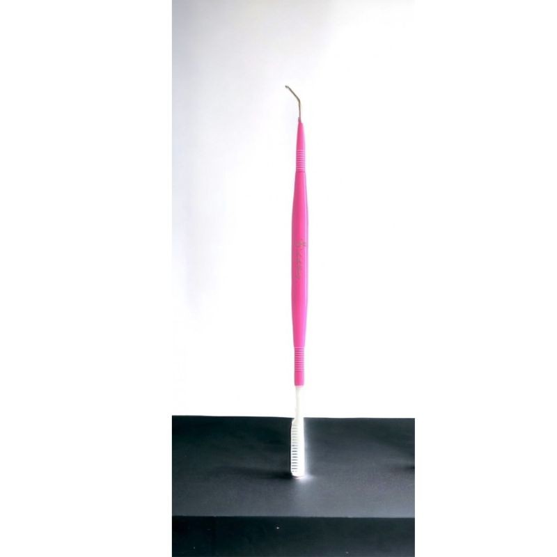 Διπλό Ροζ Εργαλείο - Βουρτσάκι / Μεταλική Μύτη A.M. Lashes, Ozel Beauty Pro